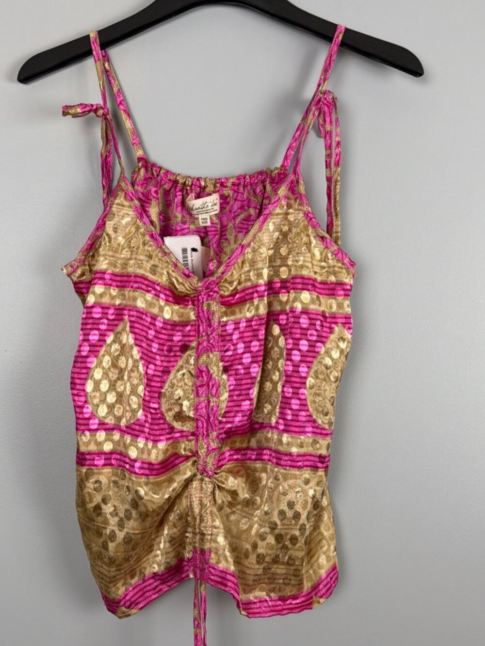 Kantha Bae Butterfly Tank Bohemian Vtg Silk Upcycle India Sari Beach Tropic NWT